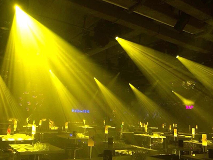 The stage lighting handles the main points